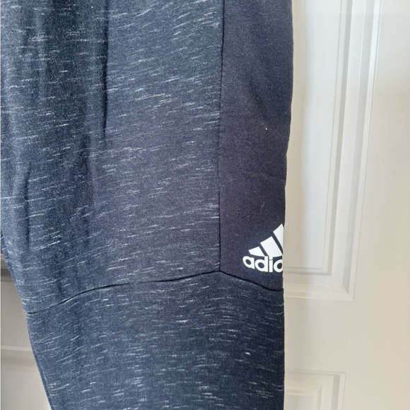 Adidas Mens Jogger Pants‎ Size M Fleece Zip Taper Ankle Black Heather Work Out - Picture 4 of 12